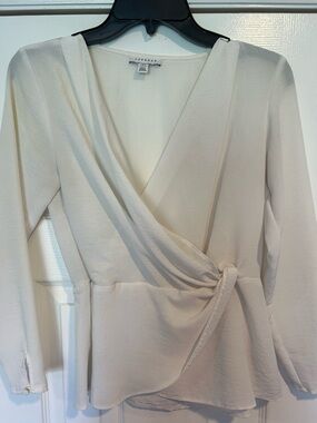 Topshop Ivory Wrap Blouse